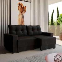 Sofá 3 Lugares Retrátil Lubeck Suede Preto 180 cm - 1