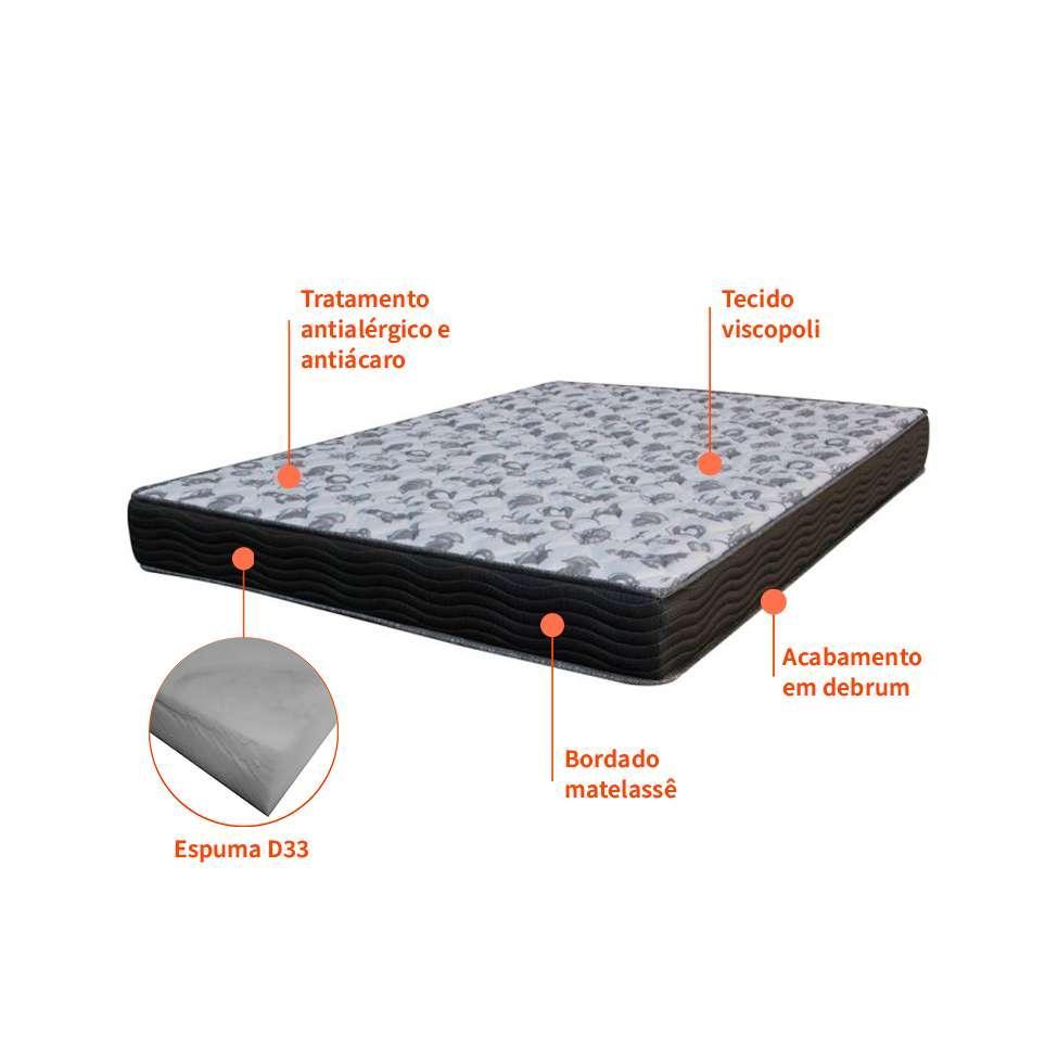 Colchão Casal de Espuma D33 Iso (18x138x188) Grafite - 3