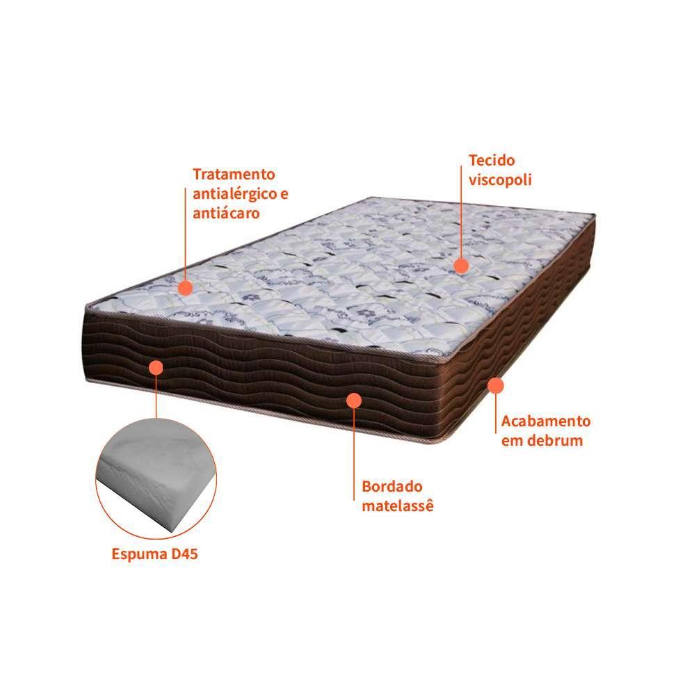 Colchão Solteiro de Espuma D45 Iso (18x78x188) Marrom - 3