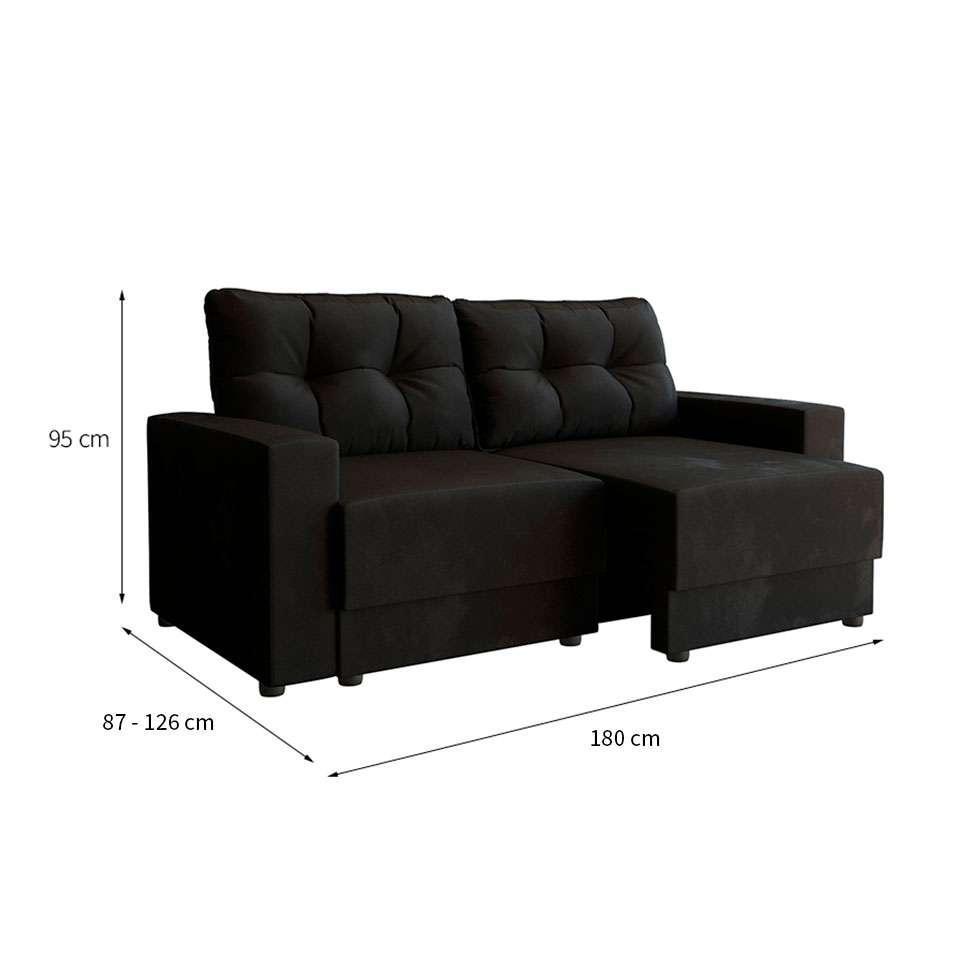 Conjuntos de Sofás 2 e 3 Lugares Lubeck Retrátil Preto - 5