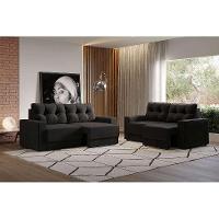 Conjuntos de Sofás 2 e 3 Lugares Lubeck Retrátil Preto - 1