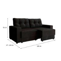 Conjuntos de Sofás 2 e 3 Lugares Lubeck Retrátil Preto - 5