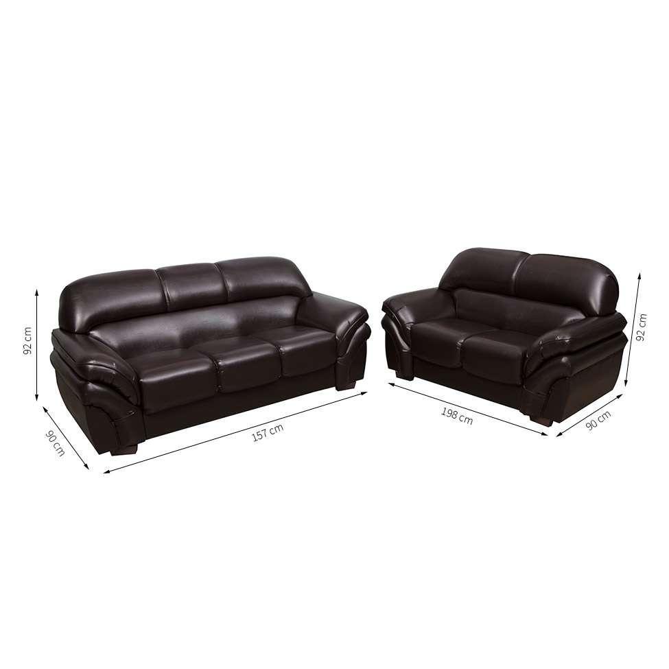 Conjunto de Sofás 2 e 3 Lugares Lisboa Marrom - 2