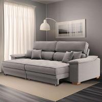 Sofá 3 Lugares Retrátil e Reclinável Leonard Linho Cinza - 1