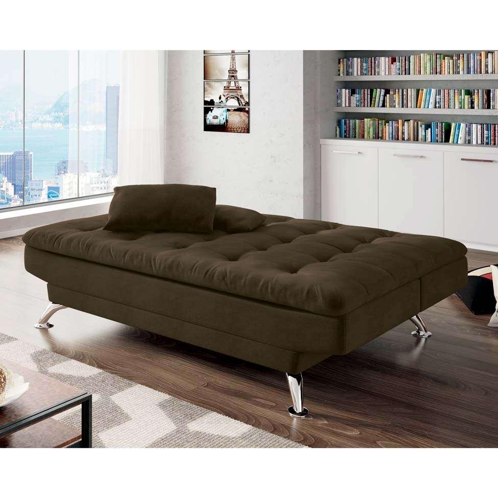 Sofá-Cama 3 Lugares Casal Premium II Suede Café - 9