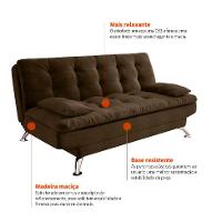 Sofá-Cama 3 Lugares Casal Premium II Suede Café
