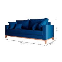 Sofá 3 Lugares Beny Base de Madeira Linho Cotton Azul Marinho - 3