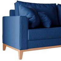 Sofá 3 Lugares Beny Base de Madeira Linho Cotton Azul Marinho - 5