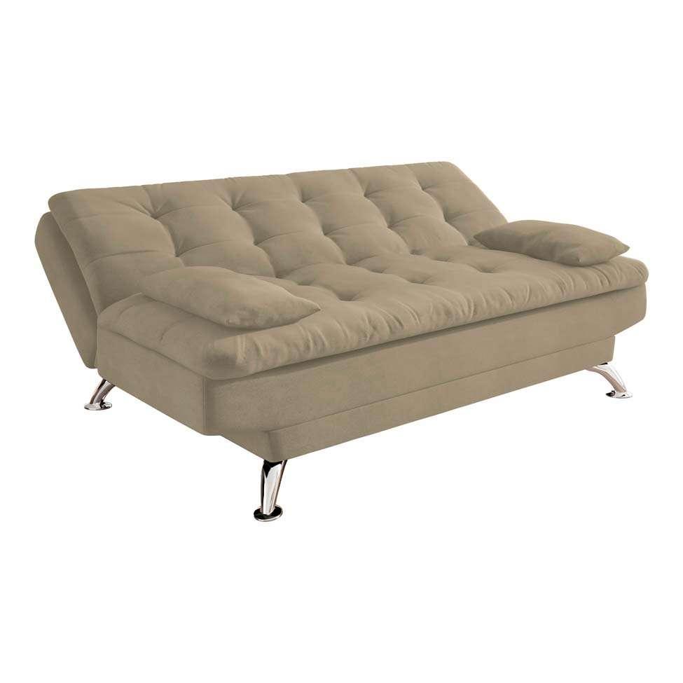 Sofá-Cama 3 Lugares Casal Premium Suede Velvet Bege - 4