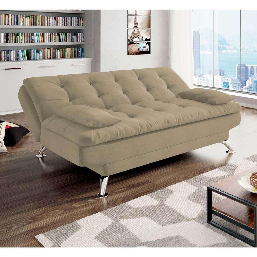 Sofá-Cama 3 Lugares Casal Premium Suede Velvet Bege - 5
