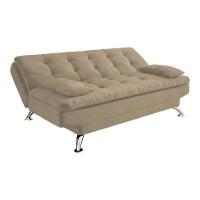 Sofá-Cama 3 Lugares Casal Premium Suede Velvet Bege