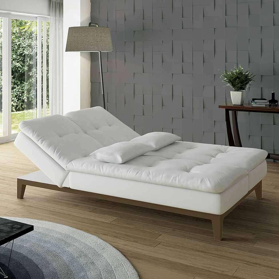 Sofá-Cama 3 Lugares Casal Amanda com Pés de Madeira Branco - 9