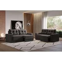 Conjuntos de Sofás 2 e 3 Lugares Lubeck Retrátil Grafite - 1