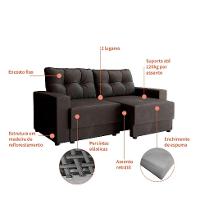 Conjuntos de Sofás 2 e 3 Lugares Lubeck Retrátil Grafite - 6