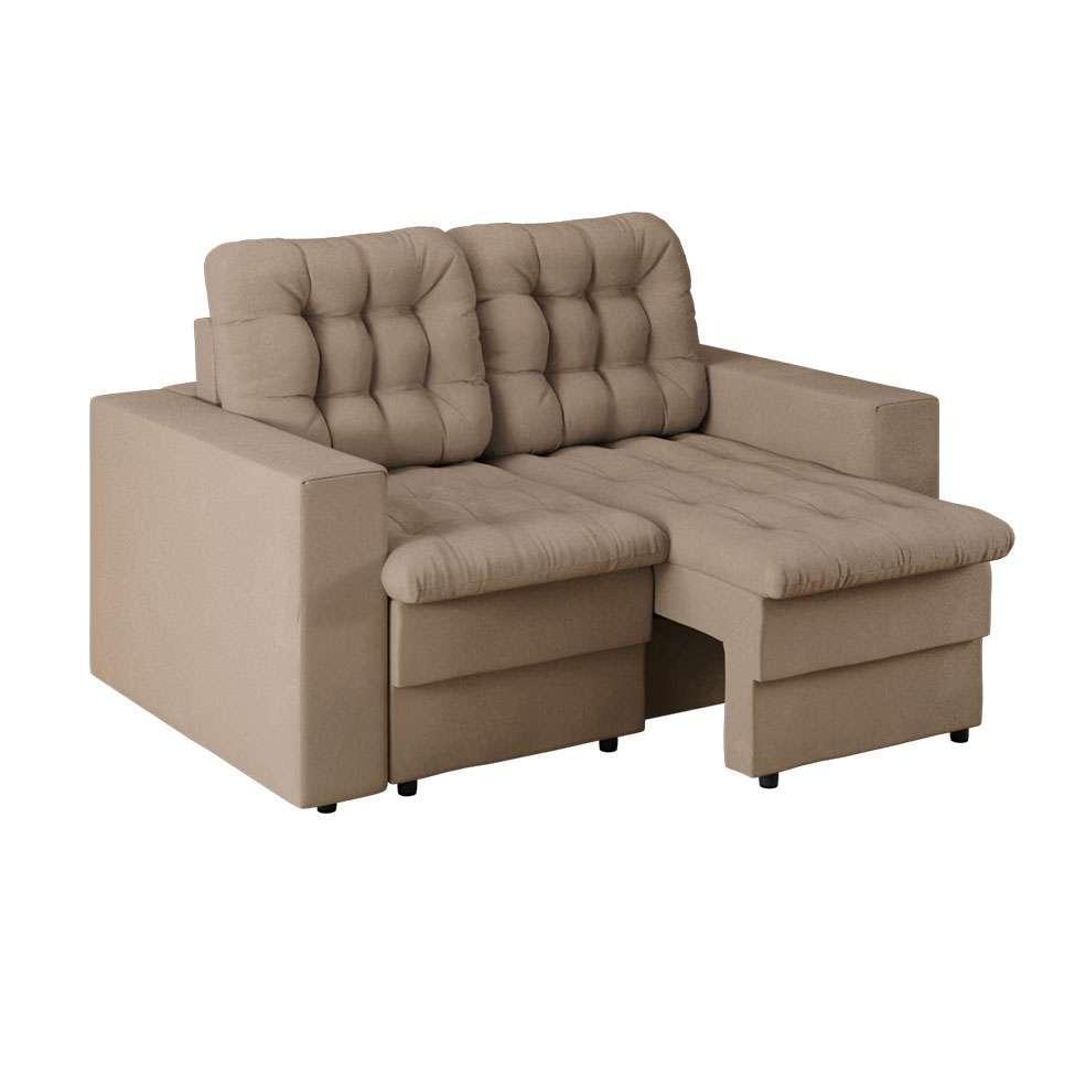 Sofá 2 Lugares Retrátil Lubeck Plush Suede Bege 140 cm - 1