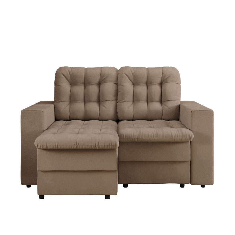 Sofá 2 Lugares Retrátil Lubeck Plush Suede Bege 140 cm - 5