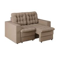 Sofá 2 Lugares Retrátil Lubeck Plush Suede Bege 140 cm - 1