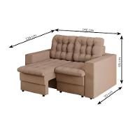 Sofá 2 Lugares Retrátil Lubeck Plush Suede Bege 140 cm - 3