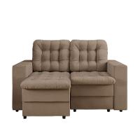 Sofá 2 Lugares Retrátil Lubeck Plush Suede Bege 140 cm - 5