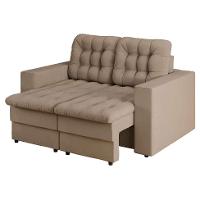 Sofá 2 Lugares Retrátil Lubeck Plush Suede Bege 140 cm - 6
