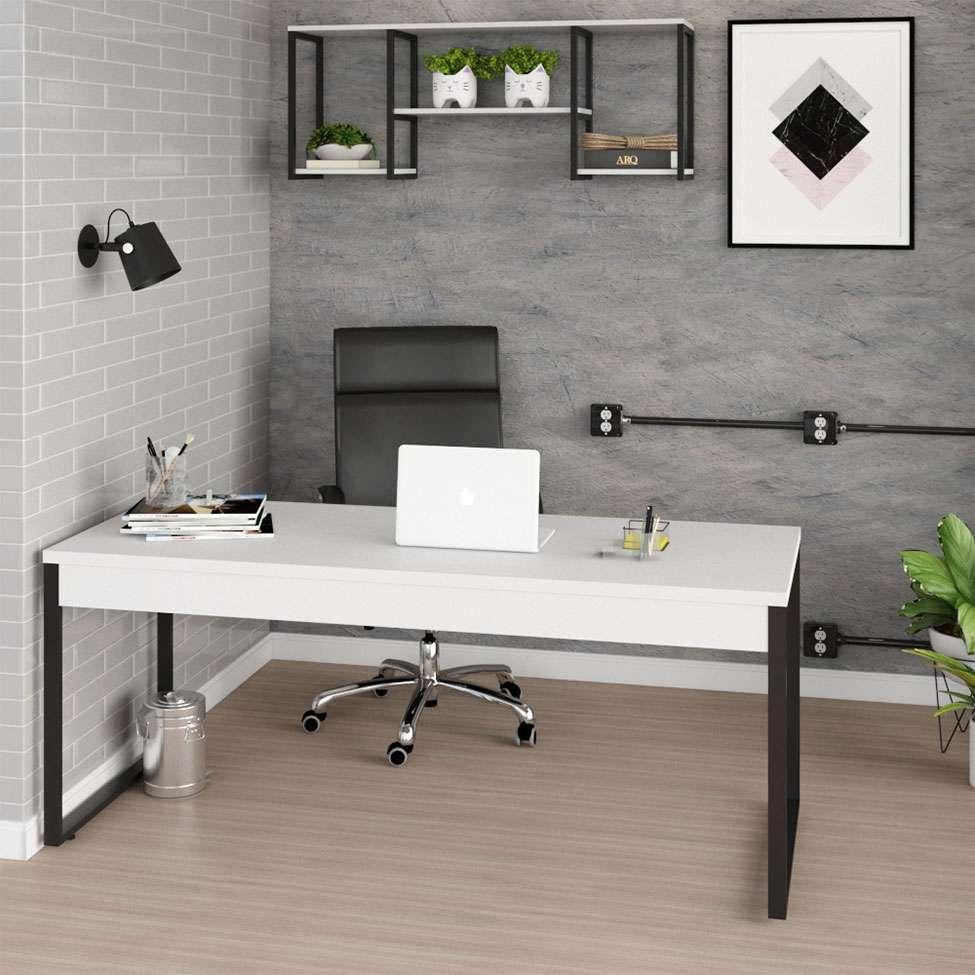Mesa de Escritório Kuandra Branca e Preta - 2