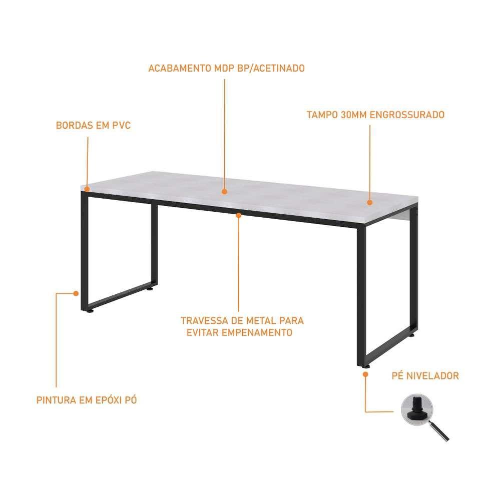 Mesa de Escritório Kuandra Branca e Preta - 4