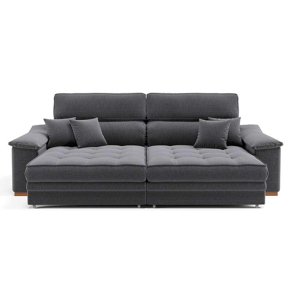 Sofá 3 Lugares Retrátil e Reclinável Leonard Linho Grafite - 2