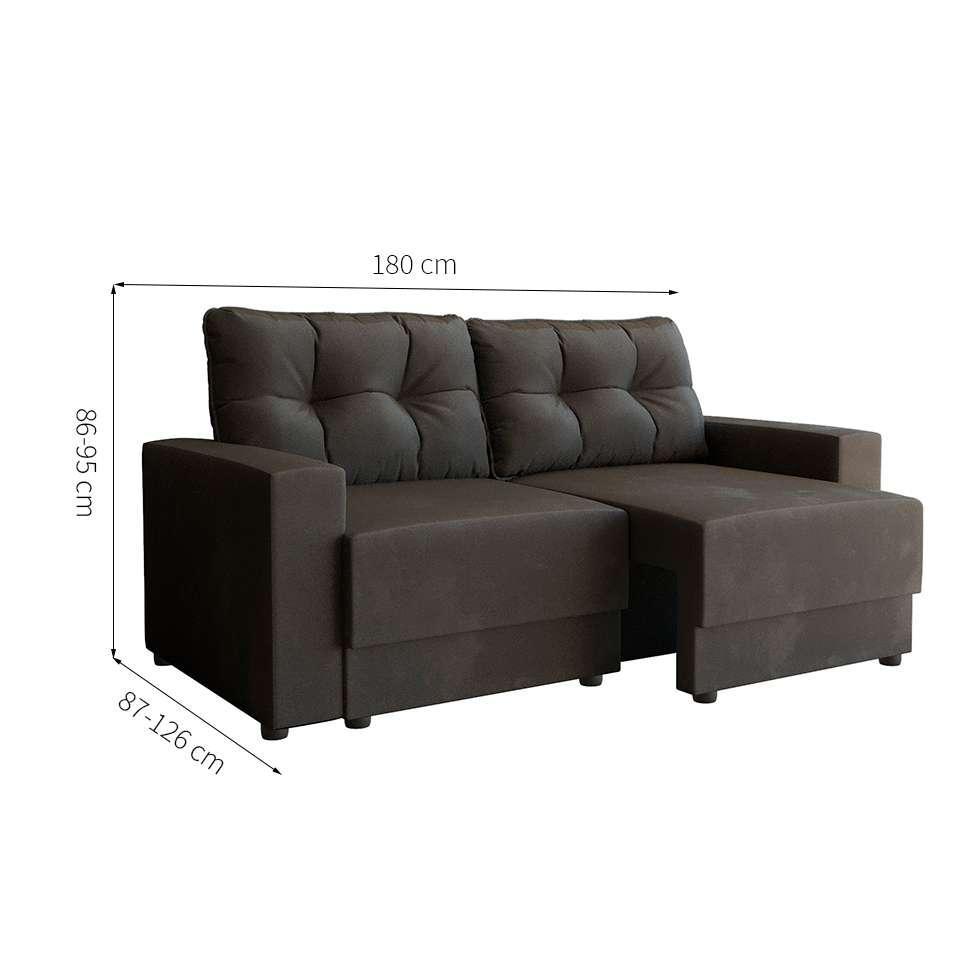 Sofá 3 Lugares Retrátil Lubeck Suede Grafite 180 cm - 3