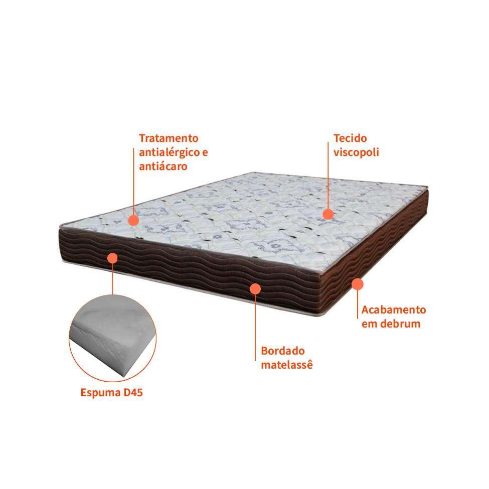 Colchão Casal de Espuma D45 Iso (18x138x188) Marrom - 3