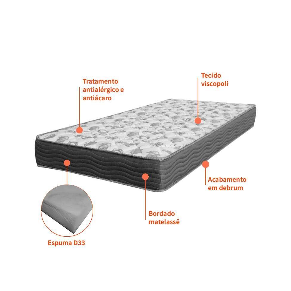 Colchão Solteiro de Espuma D33 Iso (18x78x188) Grafite - 3