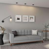 Sofá 3 Lugares Joy Pés e Base em Madeira Linho Cotton Cinza 180 cm - 1