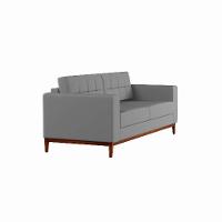 Sofá 3 Lugares Joy Pés e Base em Madeira Linho Cotton Cinza 180 cm - 2