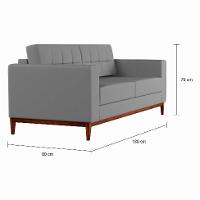 Sofá 3 Lugares Joy Pés e Base em Madeira Linho Cotton Cinza 180 cm - 4
