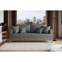 Sofá 3 Lugares Beny Base de Madeira Linho Cotton Grafite - 2