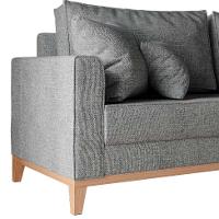 Sofá 3 Lugares Beny Base de Madeira Linho Cotton Grafite - 5