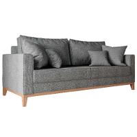 Sofá 3 Lugares Beny Base de Madeira Linho Cotton Grafite - 6