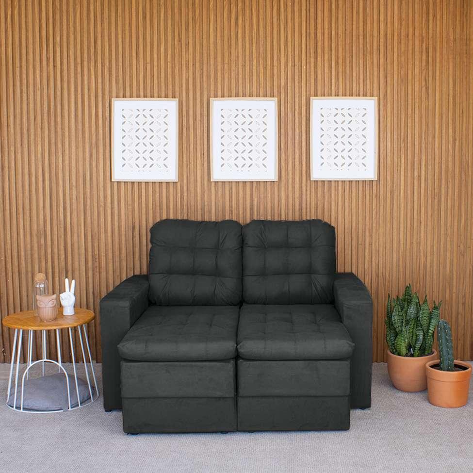 Sofá 2 Lugares Retrátil Lubeck Plush Suede Grafite 140 cm - 7