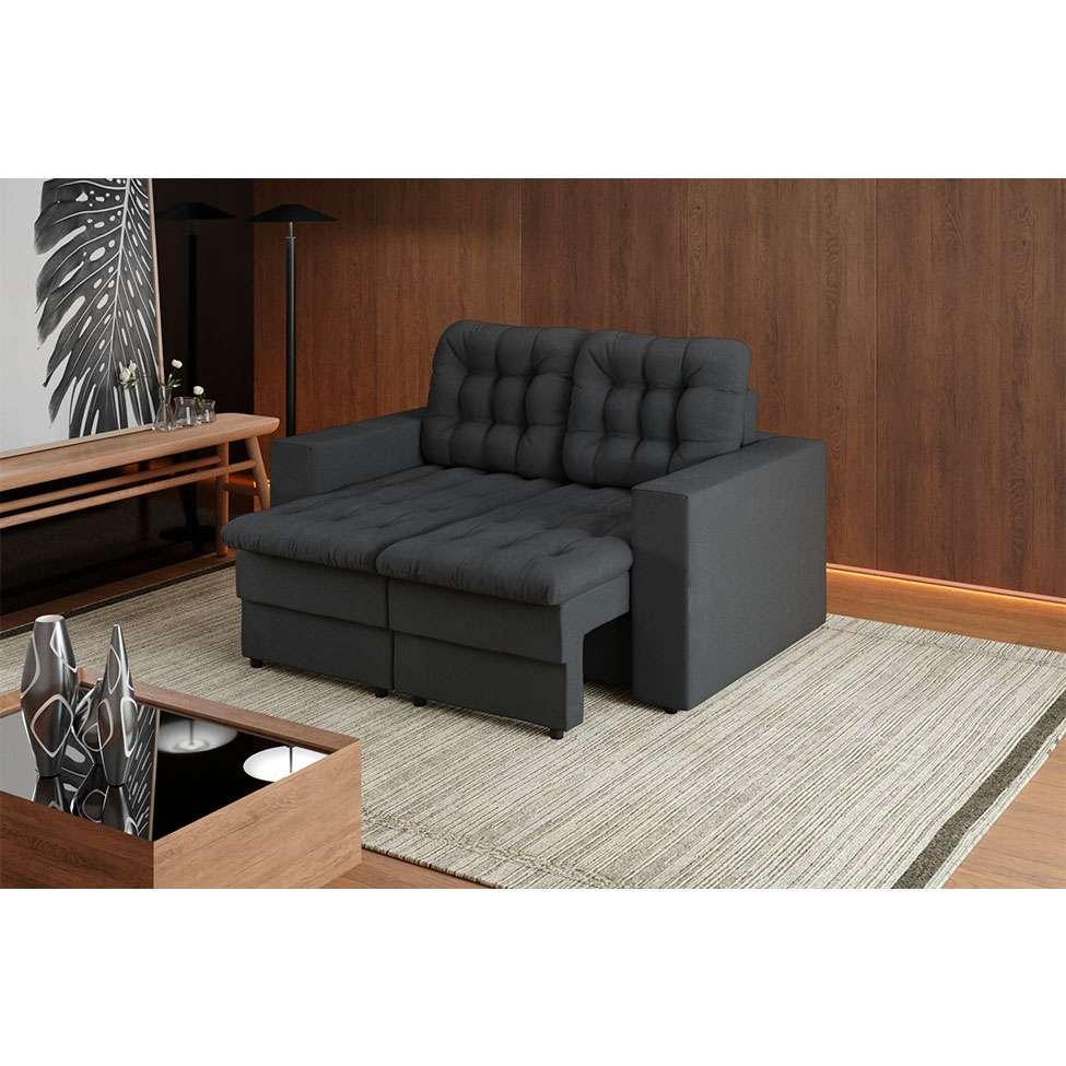 Sofá 2 Lugares Retrátil Lubeck Plush Suede Grafite 140 cm - 8