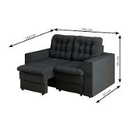 Sofá 2 Lugares Retrátil Lubeck Plush Suede Grafite 140 cm - 3