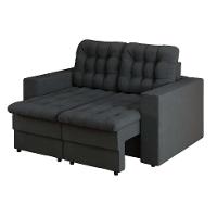 Sofá 2 Lugares Retrátil Lubeck Plush Suede Grafite 140 cm - 6
