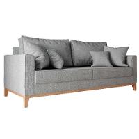 Sofá 3 Lugares Beny Base de Madeira Linho Cotton Cinza