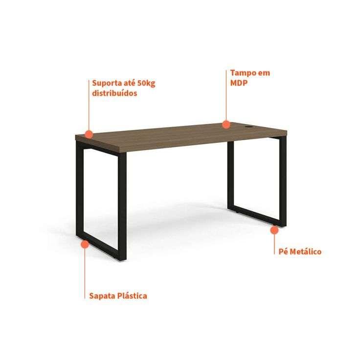 Conjunto de Mesa Munique Carvalho 150 cm com Cadeira de Escritório Diretor Giratória Cleaner Branca - 5