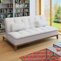 Sofá-Cama 3 Lugares Casal Premium Base e Pés de Madeira Branco - 2