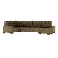 Sofá de Canto 6 Lugares com Chaise Direito Cannes Suede Amassado Marrom - 2