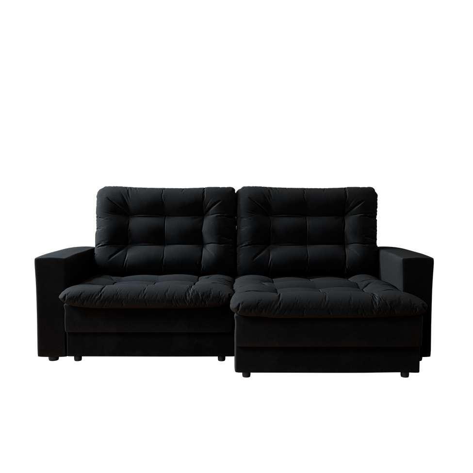 Sofá 3 Lugares Retrátil Lubeck Plush Suede Preto - 5