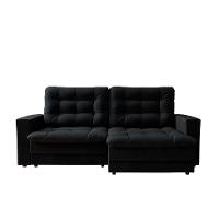 Sofá 3 Lugares Retrátil Lubeck Plush Suede Preto - 5