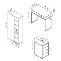 Conjunto para Escritório Office com Escrivaninha 1 GV, Gaveteiro 4 GV e Estante Livreiro 1 PT Grafite e Mel - 3