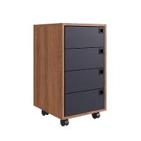 Conjunto para Escritório Office com Escrivaninha 1 GV, Gaveteiro 4 GV e Estante Livreiro 1 PT Grafite e Mel - 7