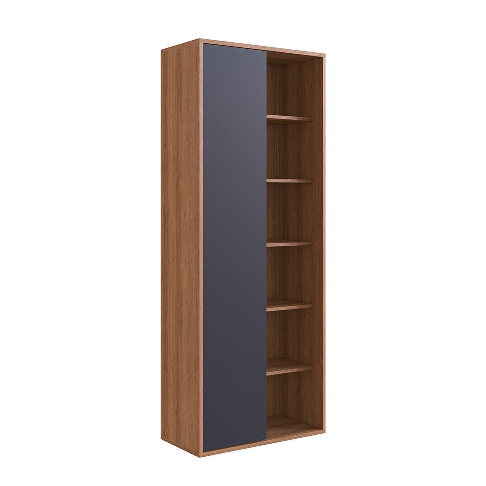 Conjunto de Escrivaninha Steel Wood com Gaveteiro 4 GV e Estante Livreiro Office 1 PT Grafite e Mel - 4