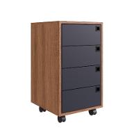 Conjunto de Escrivaninha Steel Wood com Gaveteiro 4 GV e Estante Livreiro Office 1 PT Grafite e Mel - 6